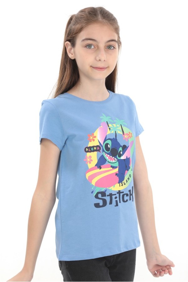 Giyimod ORİJİNAL DISNEY STITCH SİMLİ BASKILI ÇOCUK T-SHIRT- 54937-MAVİ