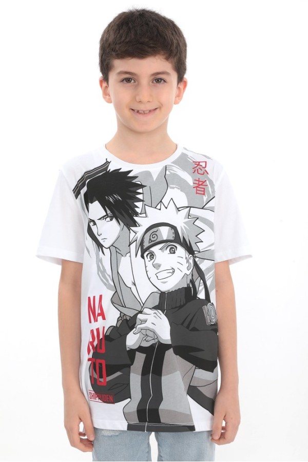 Giyimod ORİJİNAL NARUTO SASUKE UZUMAKİ  ÇOCUK T​SHIRT- 54935-BEYAZ