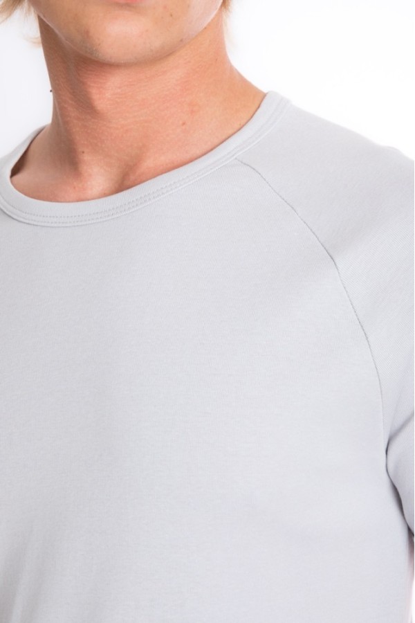 Giyimod Erkek SLIM FIT GRİ %100 Pamuk Bisiklet Yaka Ribana Reglan Kol Tişört S-201