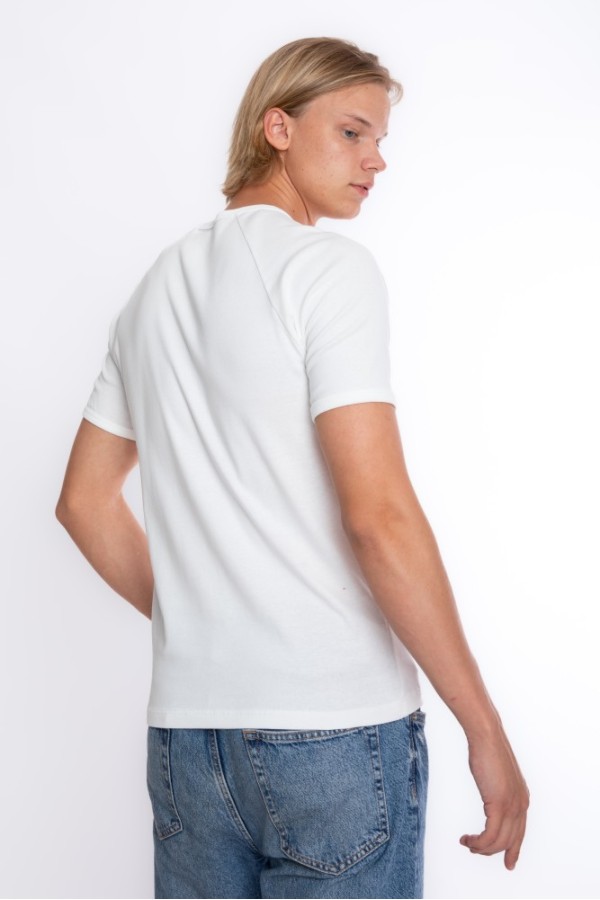 Giyimod Erkek SLIM FIT EKRU %100 Pamuk Bisiklet Yaka Ribana Reglan Tişört  S-201