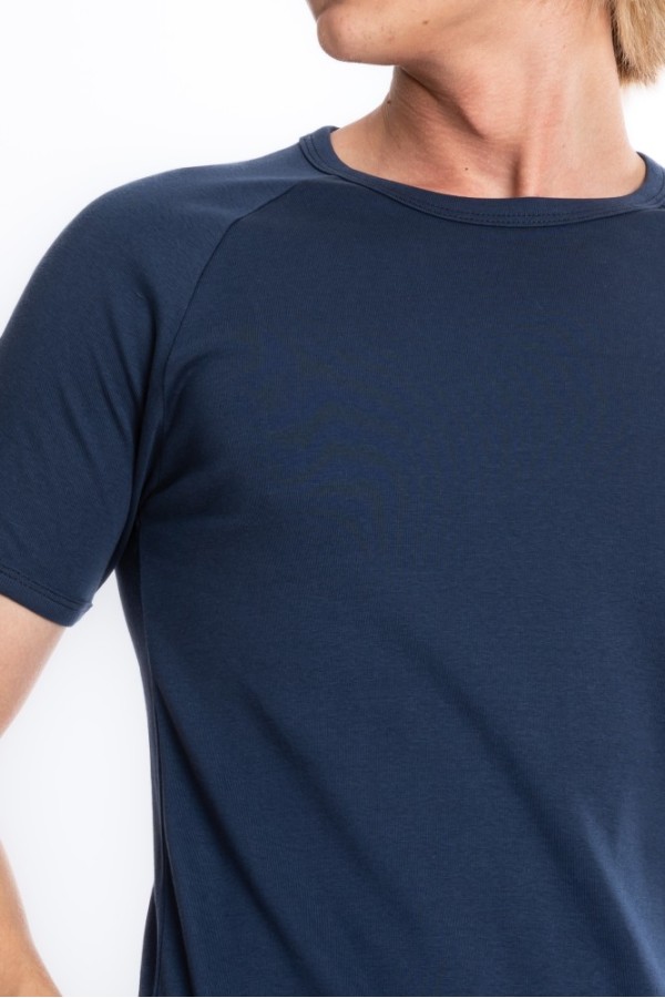 Giyimod Erkek SLIM FIT LACİVERT %100 Pamuk Bisiklet Yaka Ribana Reglan Kol Tişört S-201