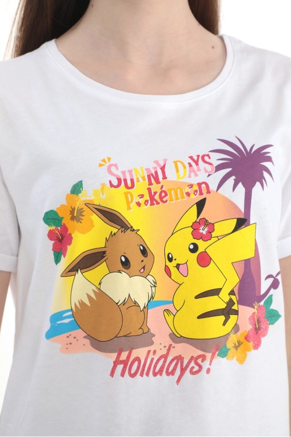 Giyimod ORİJİNAL POKEMON PIKACHU SİMLİ BASKILI PAMUK COCUK T-SHIRT- 54938-BEYAZ