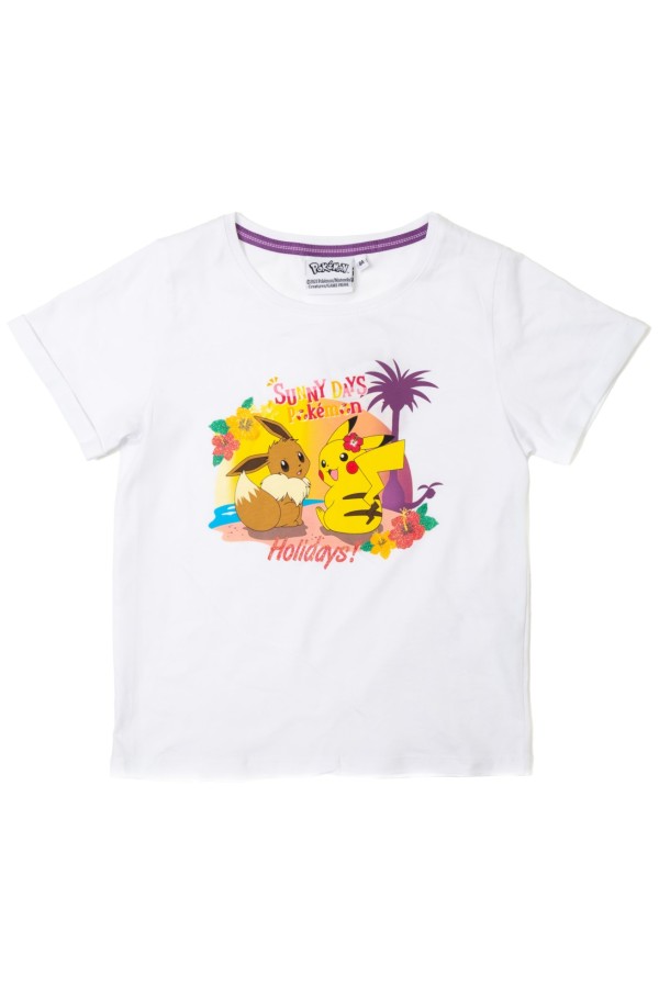 Giyimod ORİJİNAL POKEMON PIKACHU SİMLİ BASKILI PAMUK COCUK T-SHIRT- 54938-BEYAZ