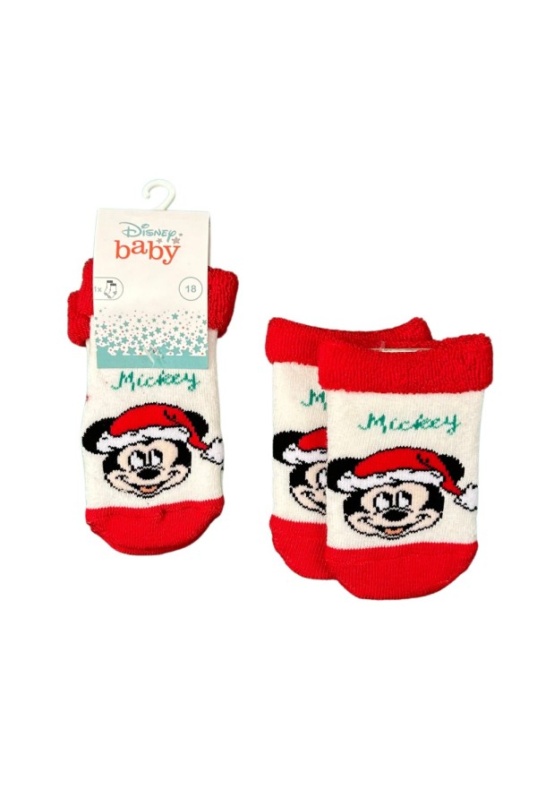 Giyimod ORİJİNAL LİSANSLI DISNEY MICKEY MOUSE BEBEK ÇORAP BEYAZ TEK M002