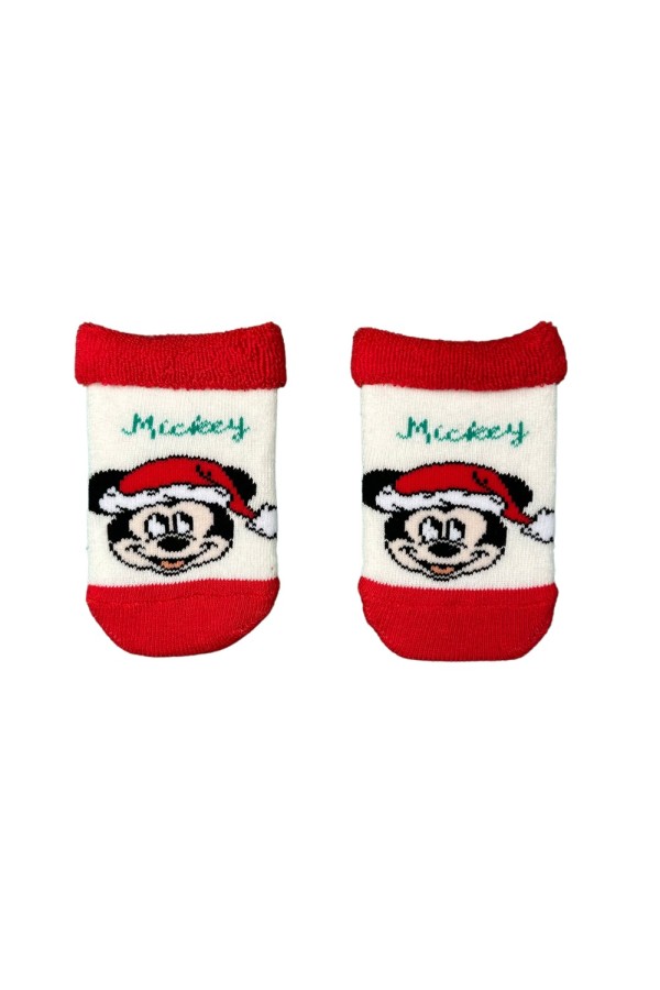 Giyimod ORİJİNAL LİSANSLI DISNEY MICKEY MOUSE BEBEK ÇORAP BEYAZ TEK M002