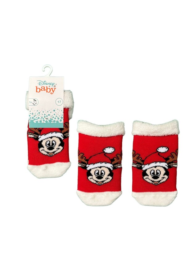 Giyimod ORİJİNAL LİSANSLI DISNEY MICKEY MOUSE KIRMIZI BEBEK ÇORAP TEK M001