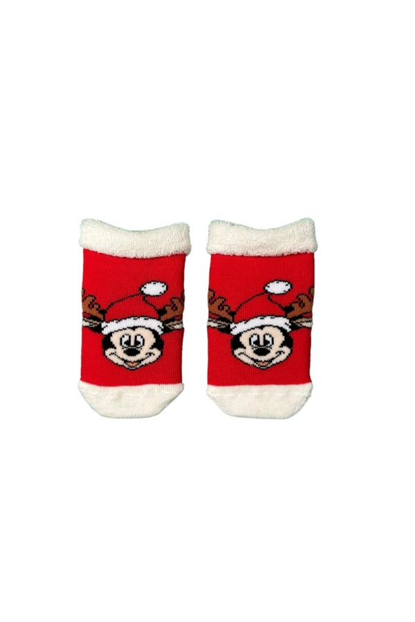 Giyimod ORİJİNAL LİSANSLI DISNEY MICKEY MOUSE KIRMIZI BEBEK ÇORAP TEK M001