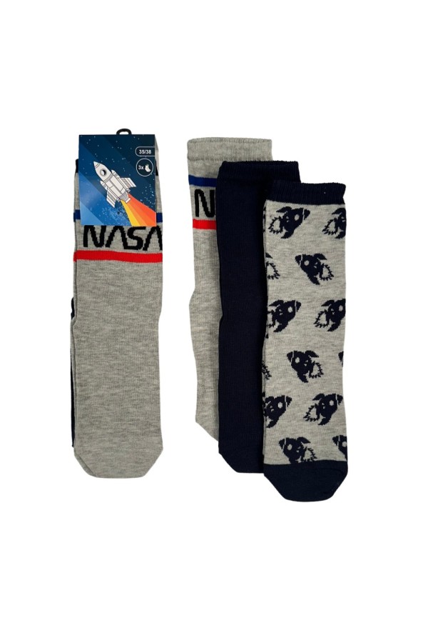 Giyimod ORİJİNAL LİSANSLI NASA ERKEK ÇOCUK ÇORAP ÜÇLÜ SET NS1