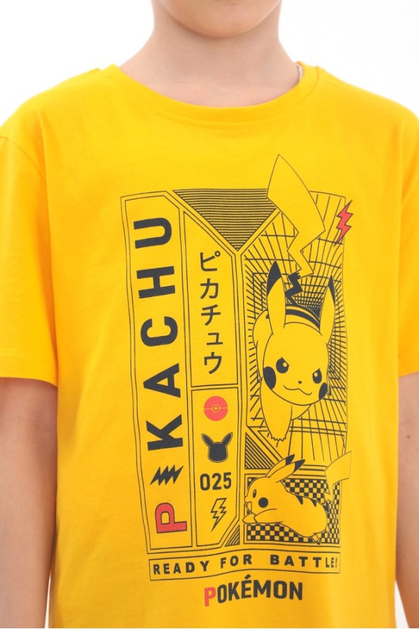 Giyimod ORİJİNAL POKEMON PIKACHU ERKEK ÇOCUK TSHIRT-79765-SARI